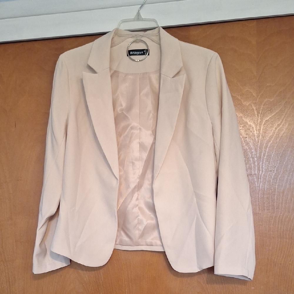Allegra K Light Beige Open Front Blazer